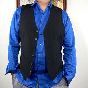 JF J. Ferrar SLIM Vest Top Men's Medium Black Six Button